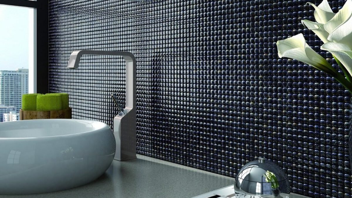 gạch mosaic thuỷ tinh ốp nhà vệ sinh