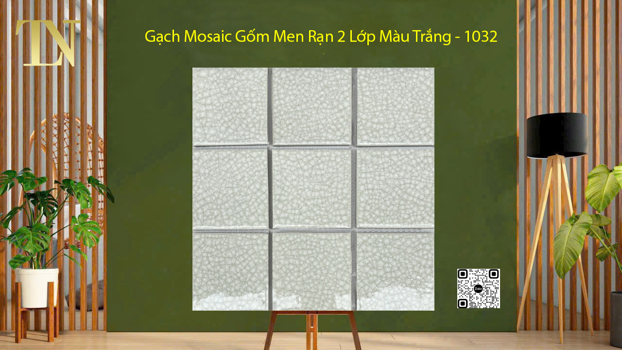 Gạch Mosaic Gốm Men Rạn 2 Lớp Màu Trắng - 1032