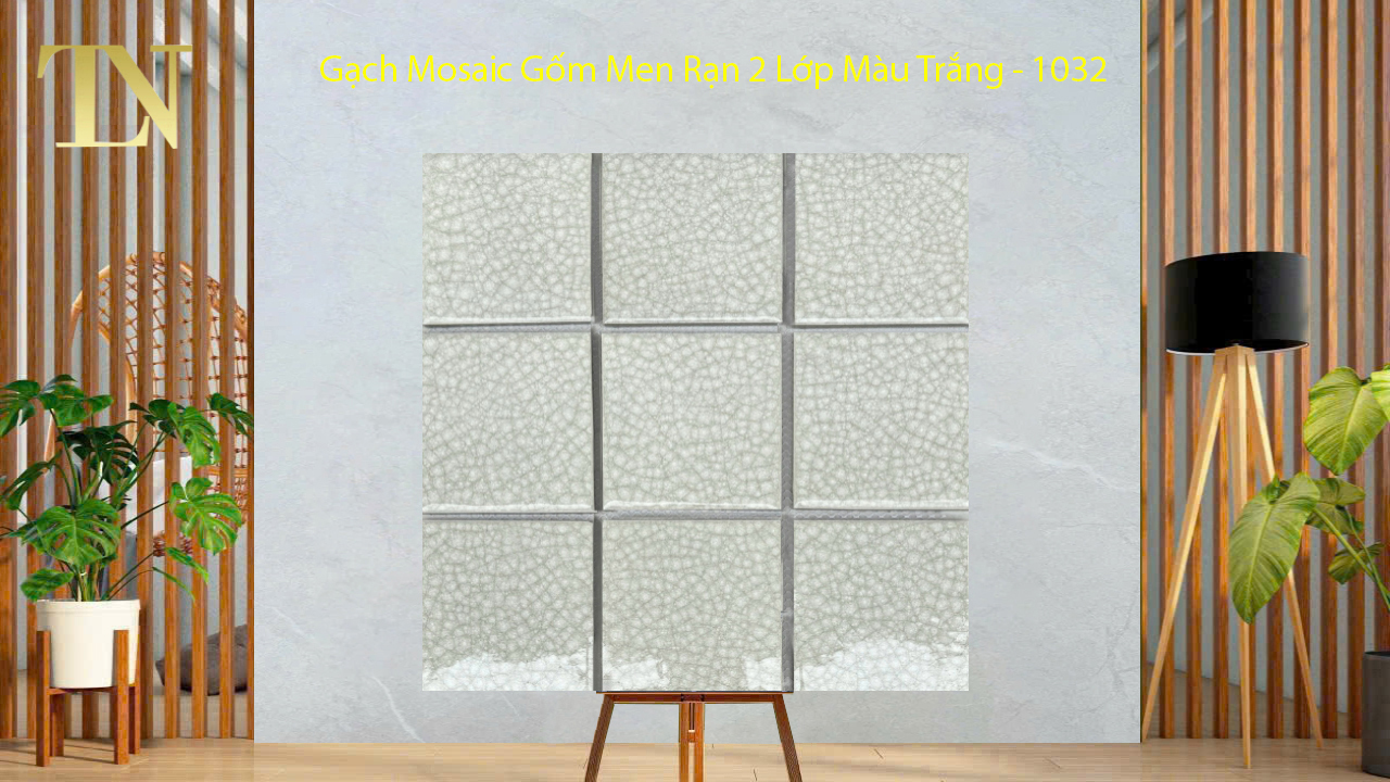 Gạch Mosaic Gốm Men Rạn 2 Lớp Màu Trắng - 1032