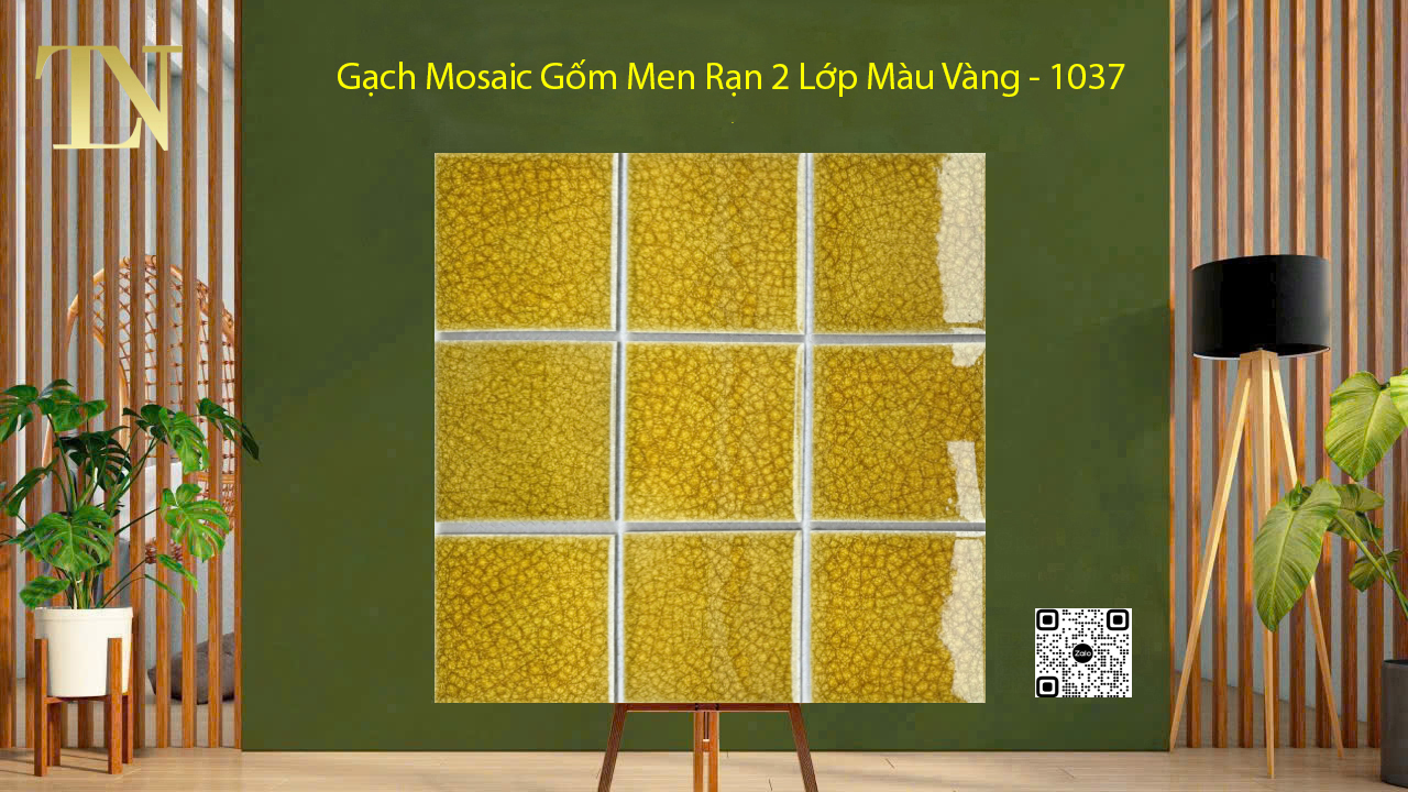 Gạch Mosaic Gốm Men Rạn 2 Lớp Màu Vàng - 1037