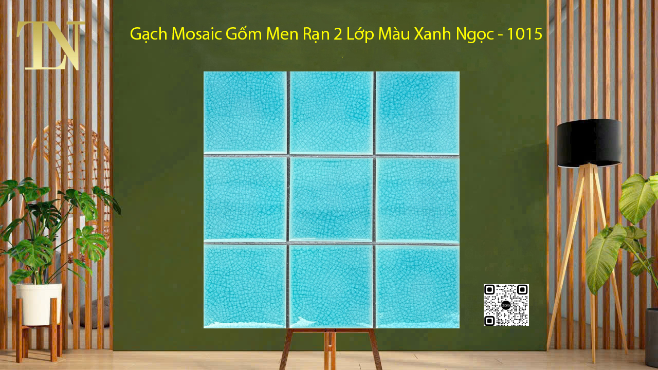 Gạch Mosaic Gốm Men Rạn 2 Lớp Màu Xanh Ngọc - 1015