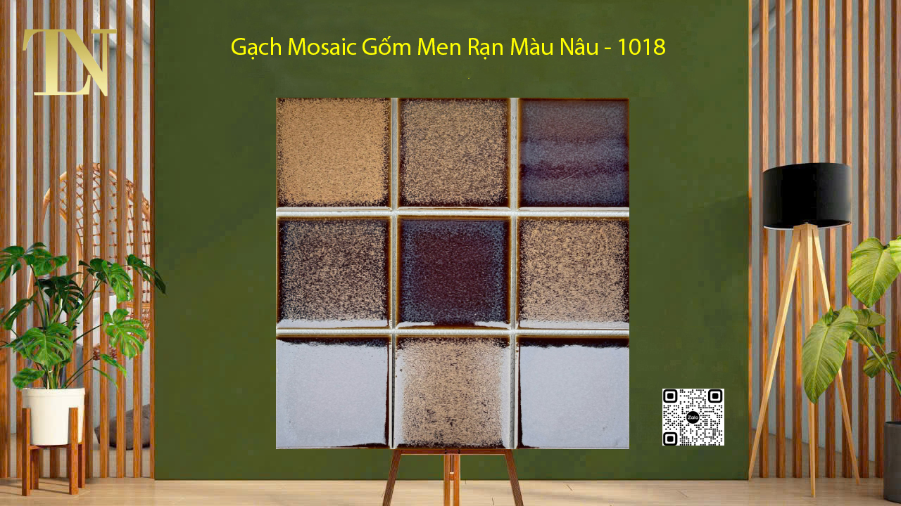 Gạch Mosaic Gốm Men Rạn Màu Nâu - 1018