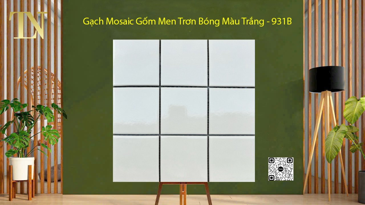 Gạch Mosaic Gốm Men Trơn Bóng Màu Trắng - 931B