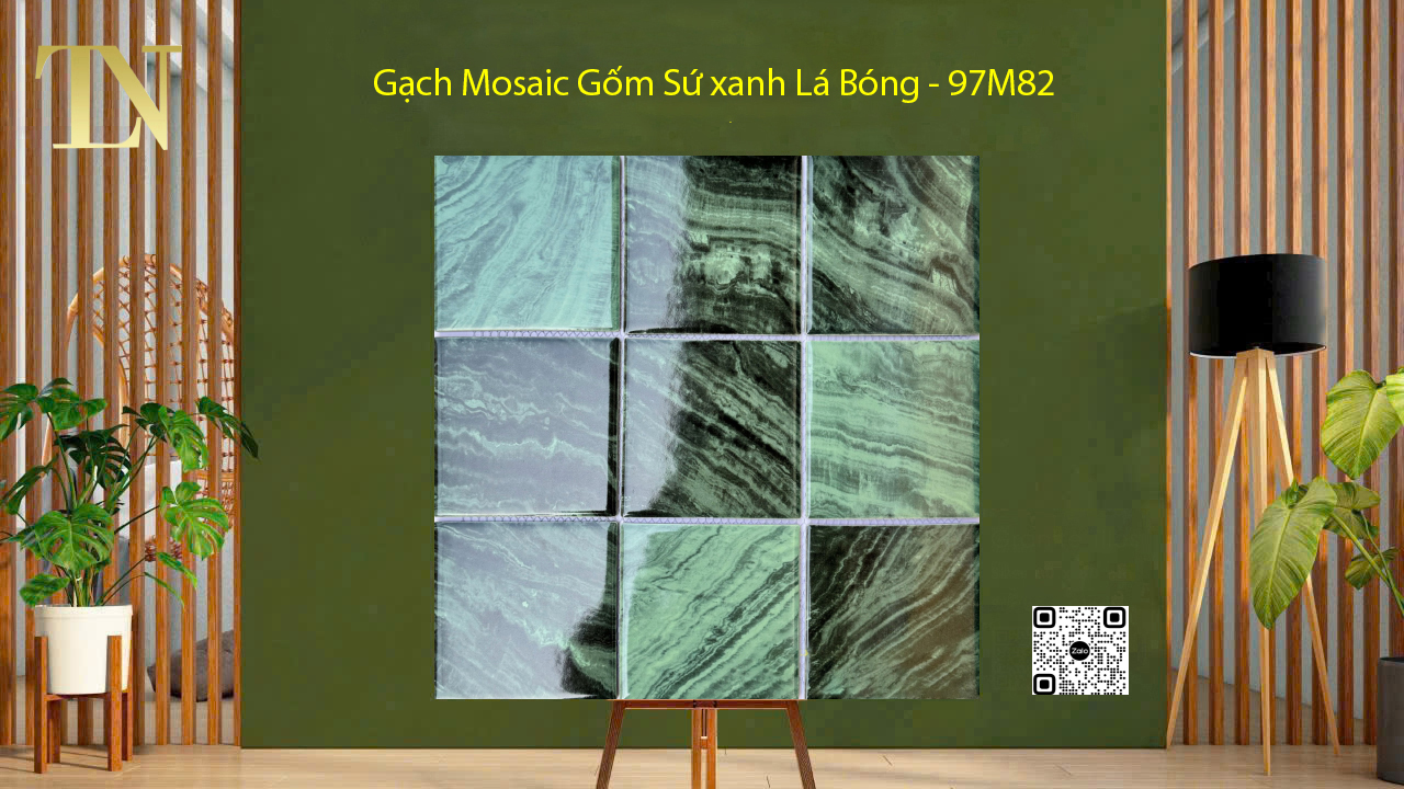 Gạch Mosaic Gốm Sứ xanh Lá Bóng - 97M82