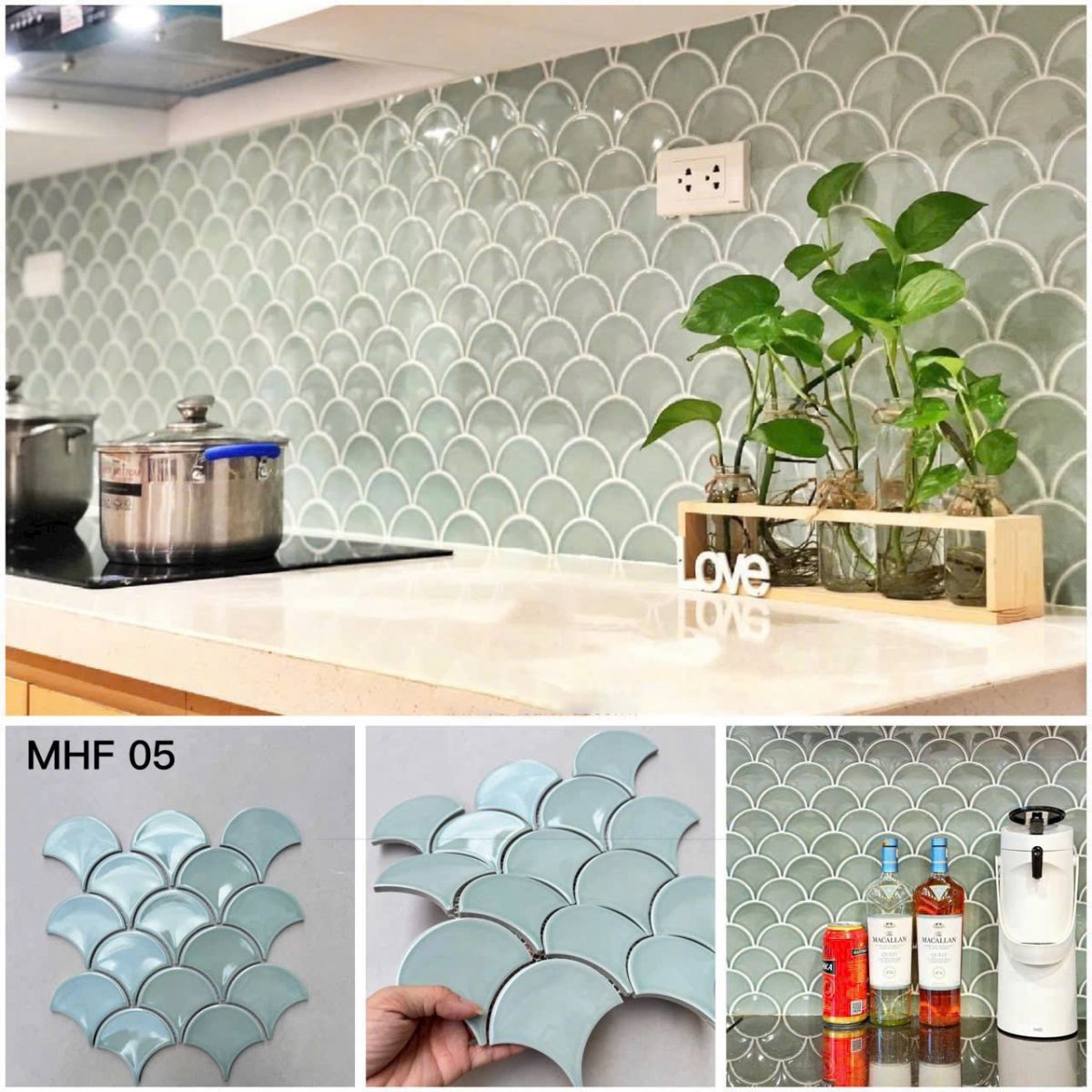 gạch mosaic vảy cá