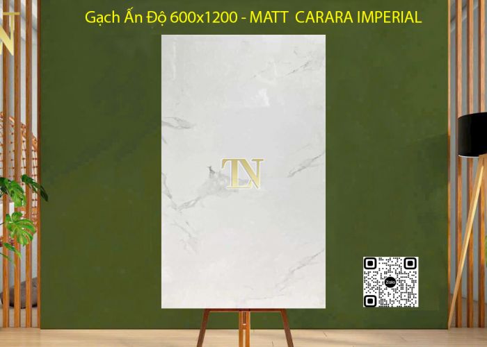 Gạch Ấn Độ 600x1200  - Mờ - CARARA IMPERIAL Bóng