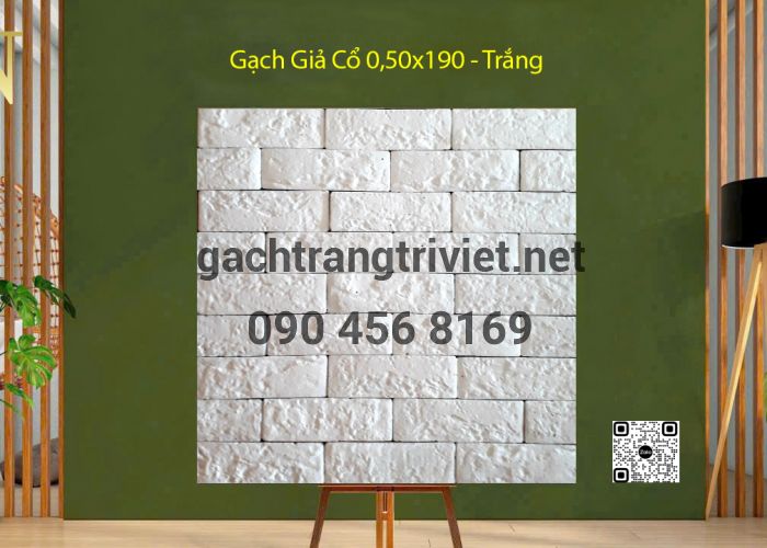 Gạch giả cổ 0,50x190 - Trắng