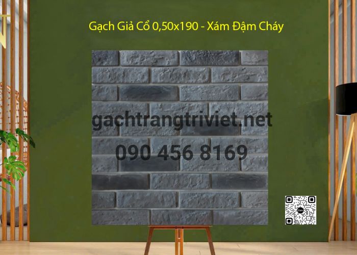 Gạch giả cổ 0,50x190 - Xám Đậm Cháy