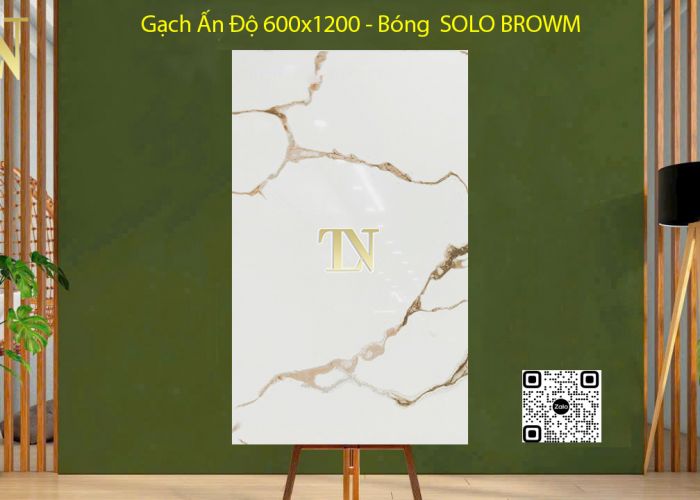 Gạch Ấn Độ 600x1200  - SOLO BROWM Bóng