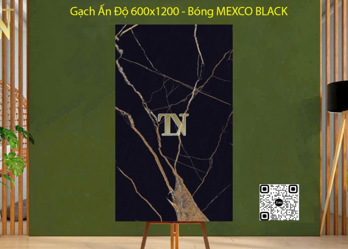 Gạch Ấn Độ 600x1200 - MEXCO BLACK Bóng