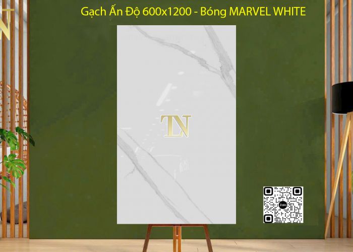 Gạch Ấn Độ 600x1200 - MARVEL WHITE Bóng