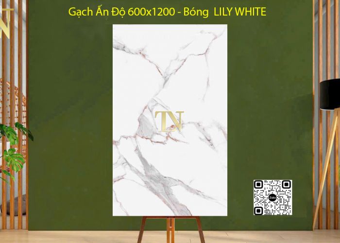 Gạch Ấn Độ 600x1200 - LILY WHITE Bóng