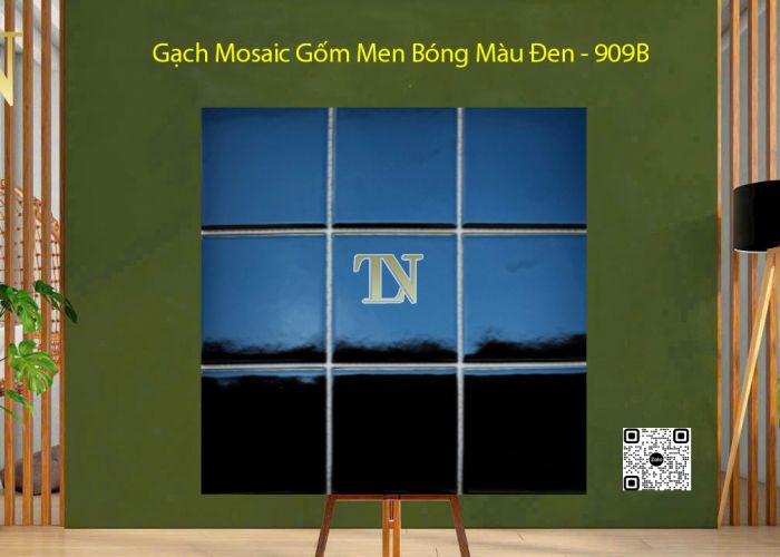 Gạch Mosaic Gốm Men Bóng Màu Đen - 909B