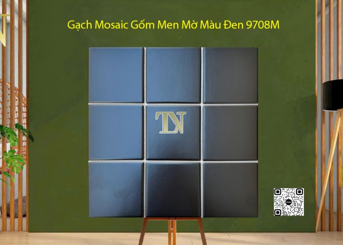 Gạch Mosaic Gốm Men Mờ Màu Đen - 9708M