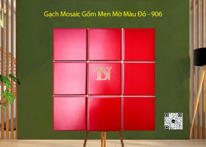 Gạch Mosaic Gốm Men Mờ Màu Đỏ - 906