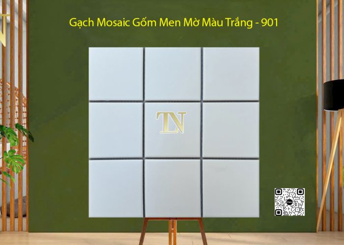 Gạch Mosaic Gốm Men Mờ Màu Trắng - 901