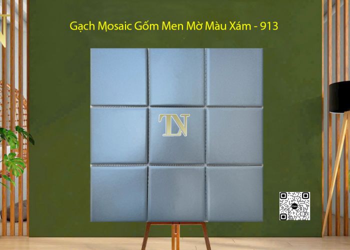 Gạch Mosaic Gốm Men Mờ Màu Xám - 913