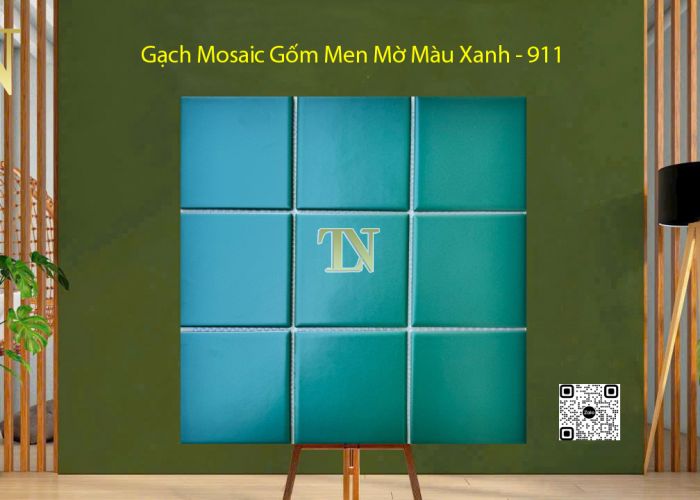 Gạch Mosaic Gốm Men Mờ Màu Xanh - 911