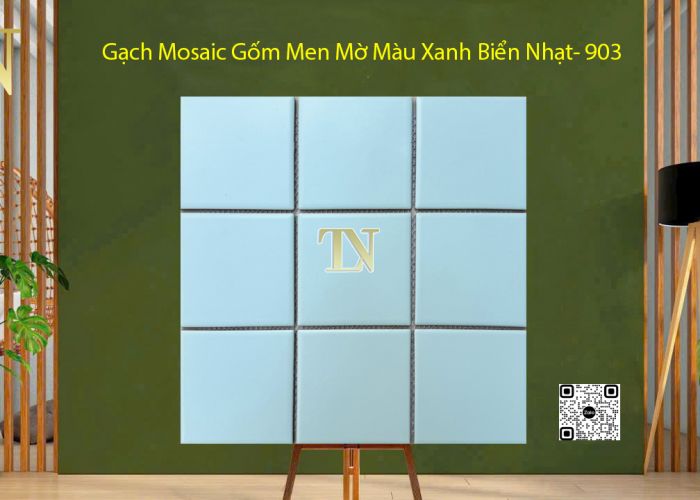 Gạch Mosaic Gốm Men Mờ Màu Xanh Biển Nhạt- 903