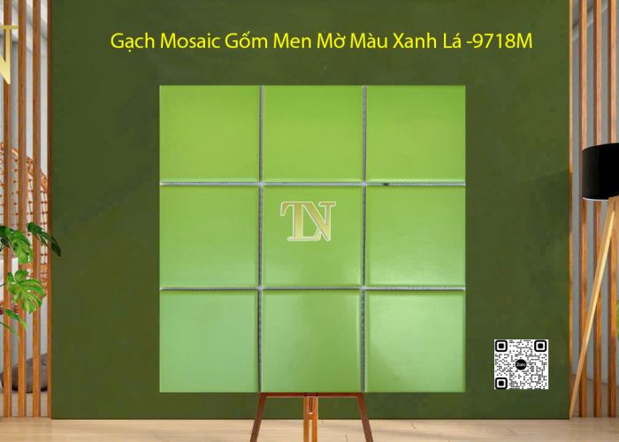 Gạch Mosaic Gốm Men Mờ Màu Xanh Lá -9718M