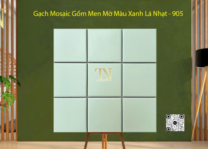 Gạch Mosaic Gốm Men Mờ Màu Xanh Lá Nhạt - 905