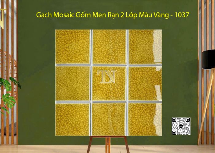 Gạch Mosaic Gốm Men Rạn 2 Lớp Màu Vàng - 1037