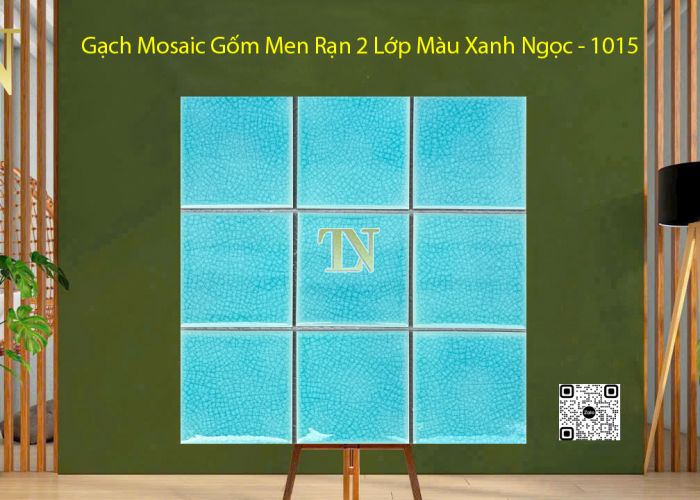 Gạch Mosaic Gốm Men Rạn 2 Lớp Màu Xanh Ngọc - 1015