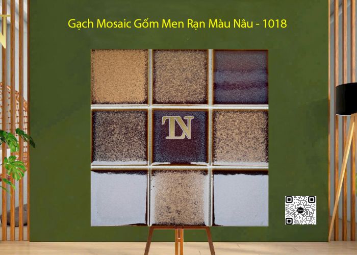 Gạch Mosaic Gốm Men Rạn Màu Nâu - 1018