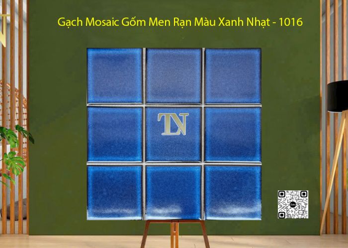 Gạch Mosaic Gốm Men Rạn Màu Xanh Nhạt - 1016