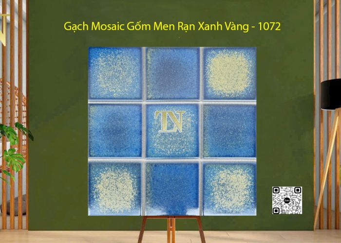 Gạch Mosaic Gốm Men Rạn Xanh Vàng - 1072