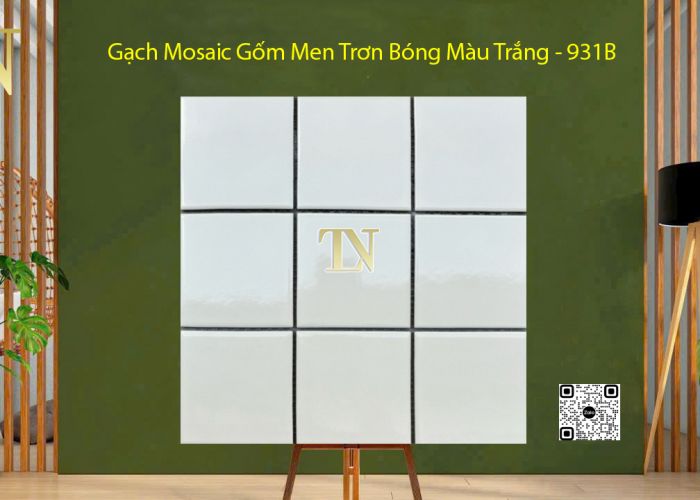 Gạch Mosaic Gốm Men Trơn Bóng Màu Trắng - 931B