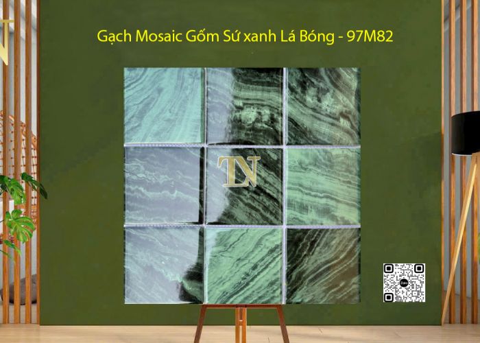 Gạch Mosaic Gốm Sứ xanh Lá Bóng - 97M82