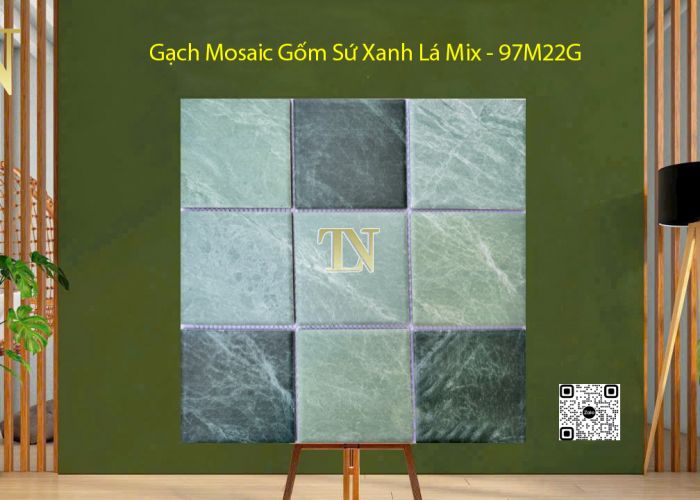 Gạch Mosaic Gốm Sứ Xanh Lá Mix - 97M22G