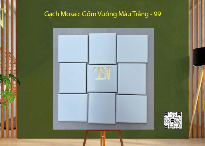 Gạch Mosaic Gốm Vuông Màu Trắng - 99