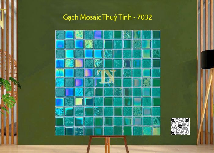 Gạch Mosaic Thuỷ Tinh Xanh Lá Lấp Lánh - 7032 